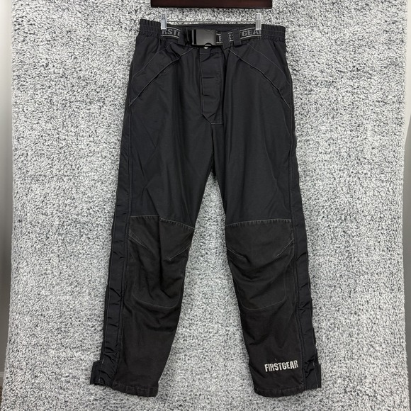FirstGear Motorcycle Pants Mens 36 Black Padded Armor Hypertex Riding Gear